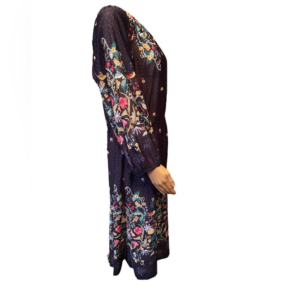 Vintage Home Sewn 70s Navy Floral Midi Dress - Picture 4 of 6